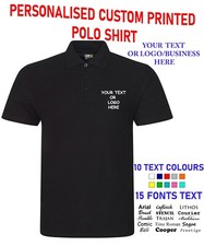 Personalised Custom Printed Polo Shirt Mens Work Wear Uniform Event Text Logo