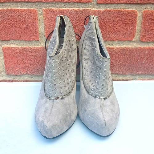 Grey suede studded ankle - suede,
