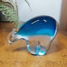 Vintage Murano Style Sommerso Art Glass Polar Bear – Blue & Clear Figurine 