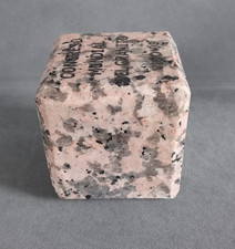 Polished Red Granite Cube Paperweight/Event Souvenir c.900g in Presentation Box