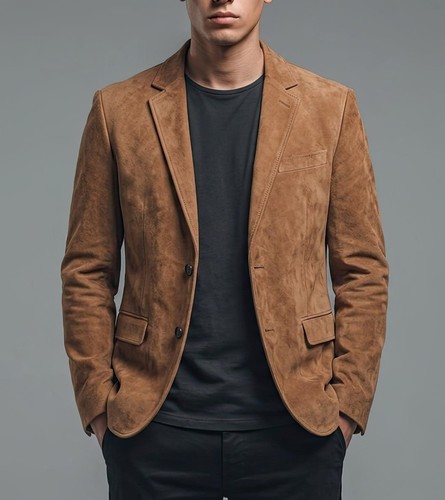 Men brown suede leather - brown,