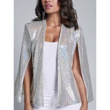 NWT Zara Silver Sequin Cape