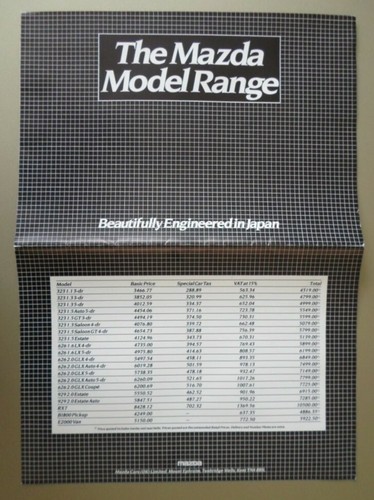Mazda range c1980 - mazda, uk