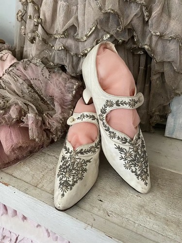 Antique bridal shoes white - shoes,