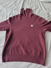 MAISON KITSUNE FOX Head TURTLENECK JUMPER/ SWEATER Burgundy Size M Medium 
