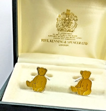 Vintage Toye Kenning & Spencer Sterling Silver & Enamel Bear Cufflinks With Box