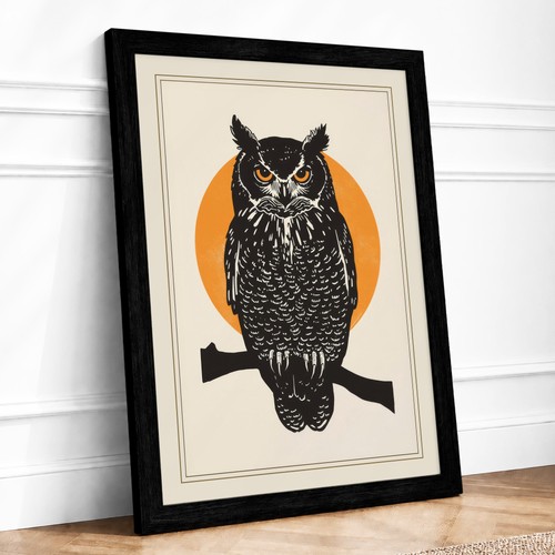 Owl gold circle graphic art - gold,