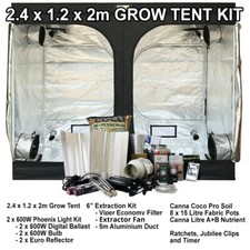 600W 2.4 x 1.2m Grow Tent Kit