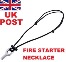 FLINT STEEL NECKLACE PARACORD FIRE STARTER FERRO ROD & STRIKER