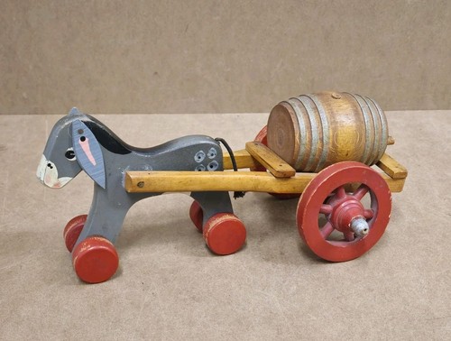 Vintage painted wooden donkey - wooden,