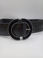 Patent Green Wide Snake Skin Clinch Corset Belt Size 27"-30" Large Round Buckle