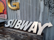 Subway Reclaimed Salvage Shop Display Sign 6 Stainless Steel Metal Letters Logo