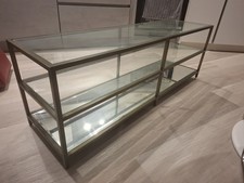 Glass Corner Unit 107cm Wide x 53 cm Tall TV Stand with 2 Shelves Below