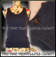 KATE MOSS TOPSHOP Blue Angora Wool Fluffy Racer Back Knitted Vest Top UK 8 36 4