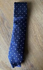 T.M.Lewin Tie Navy Blue Mens Silk Tie Pink Polka Dot Pattern Tie - Pure Silk