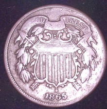 1865 2 CENT COIN BN