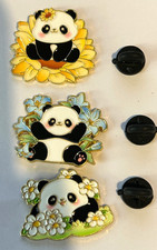 3, Panda Bear Metal Enamel Pin Badges