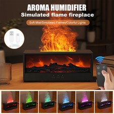 LED Air Diffuser Aroma Oil Humidifier Fireplace Flame Effect Home Relax Defuser