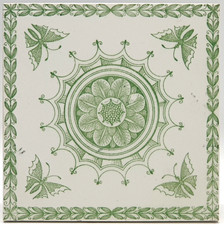 Antique Fireplace Tile Transfer Printed Floral & Butterfly Design C1900