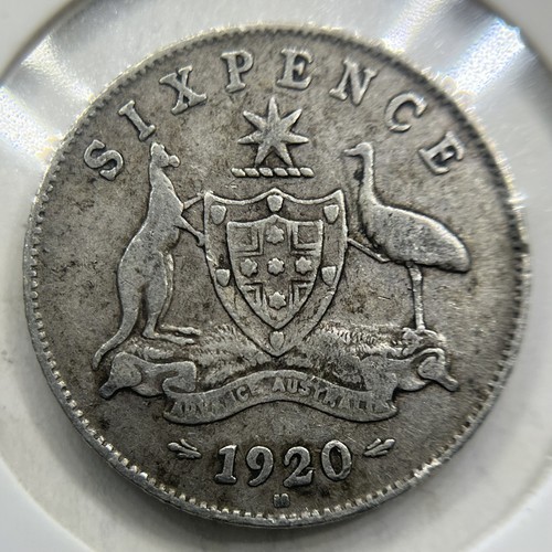 1920 sixpence silver coin - sixpence,