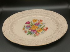 Vintage H & K Tunstall England Floral Serving Platter 30cm x 25cm Gilded Edge