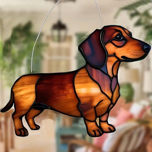 Dachshund dog hanging window - dachshund,