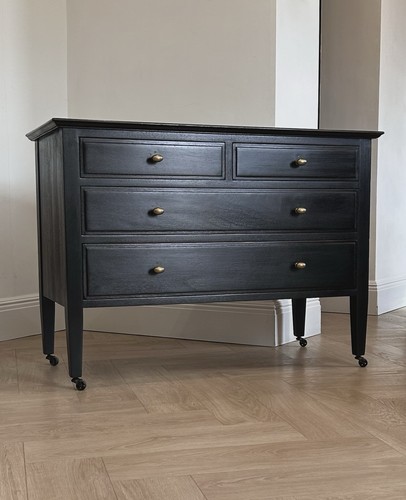 Vintage black ebonised chest - vintage,