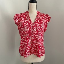 Lush Red Floral Blouse size