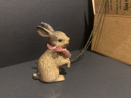 Brown rabbit necklace - brown, with