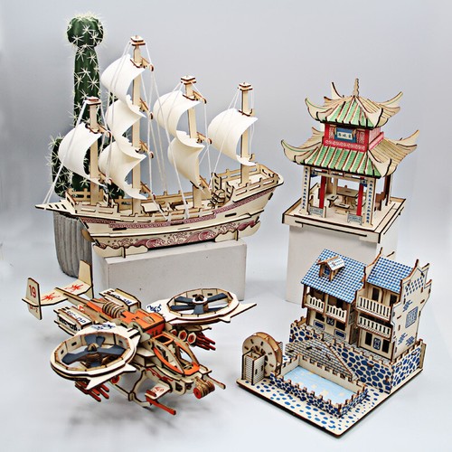 Wooden puzzles model kits - wooden,