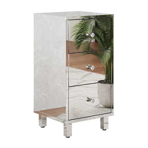 Mirrored nightstand silver - mirrored,