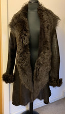 Celtic and co real sheepskin fur shearling waterfall coat jacket Toscana UK12US8