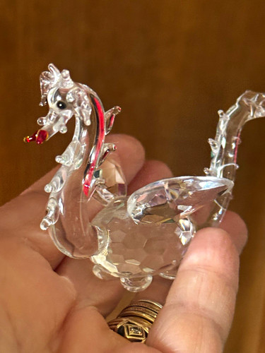 Clear glass dragon figurine - clear,