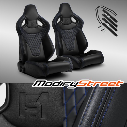 Black blue stitching - black, w/blue