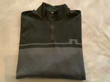 J LINDEBERG MENS TOP GOLF LONG SLEEVED BLACK QUARTER ZIP EXCELLENT CONDITION