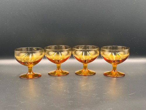 Four vintage amber - four, glass