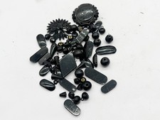 VINTAGE BLACK JET GLASS BEADS CABOCHONS REPAIR CRAFT JEWELLERY MAKING LOT