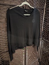 The Kooples 100% Wool Black Jumper Size 1 (UK 8 10) Leather Zipper Monogram