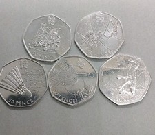 OLYMPIC JOBLOT X 5 50p coins Fifty Pence, Circulated see photos (c82)