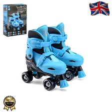 Stylish Blue Quad Roller Skates for Kids (UK Child Sizes 9-12) - Adjustable Fit