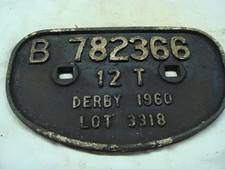 derby 1960 original vintage railway  train cast iron sign plaque shed barn find