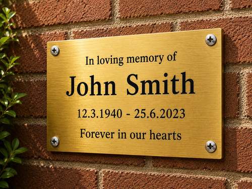 Engraved memorial plaque brass - engraved,