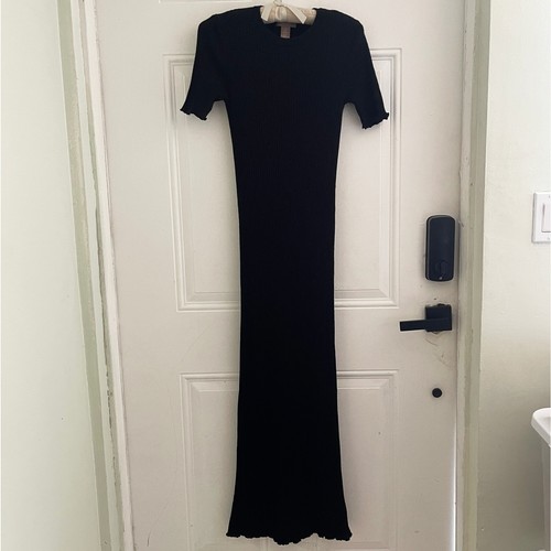 Black rib knit maxi dress - rib,