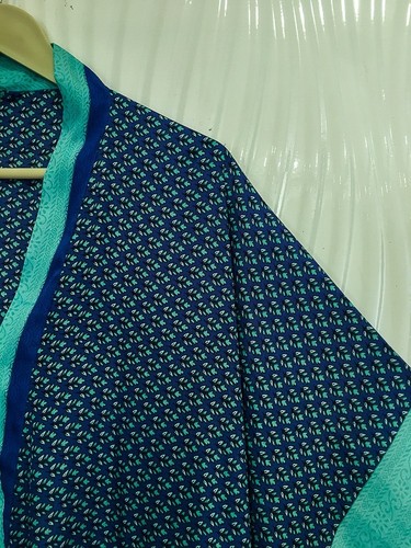 Satin kaftan blue loose fit - blue,