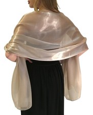 Golden Taupe Iridescent Wedding Wrap Shawl Scarf Stole Scarves Gold Pashmina