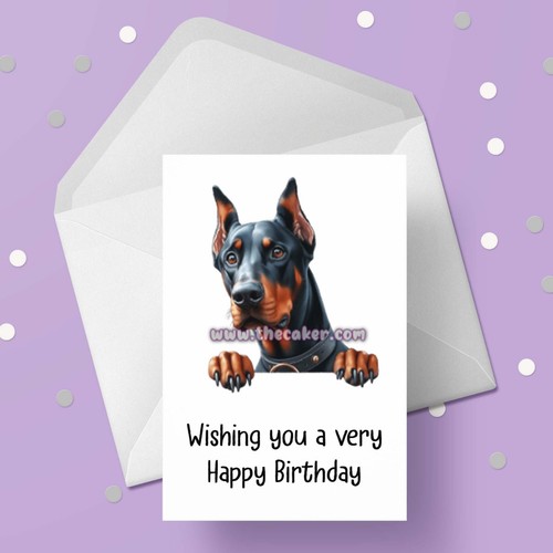 Doberman dog birthday card - dog, 01