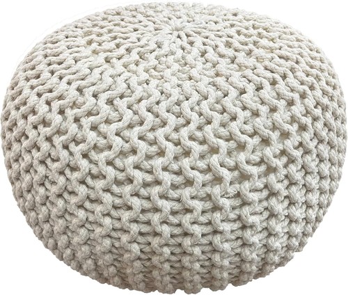 Cream knitted pouffe - cream, footstool