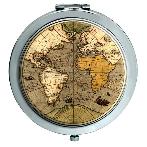 Antique world map compact - map,