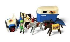 Vintage Playmobil #3851 Jeep, Horses & Horse Trailer - 1996 Geobra