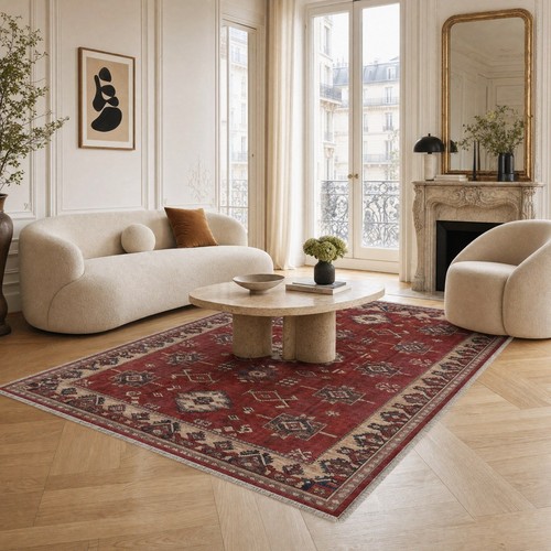Non slip area rug - non, red